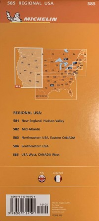 מפת ארה"ב מערב וקנדה מערב 585 מישלן (ישן)  - עטיפה אחורית