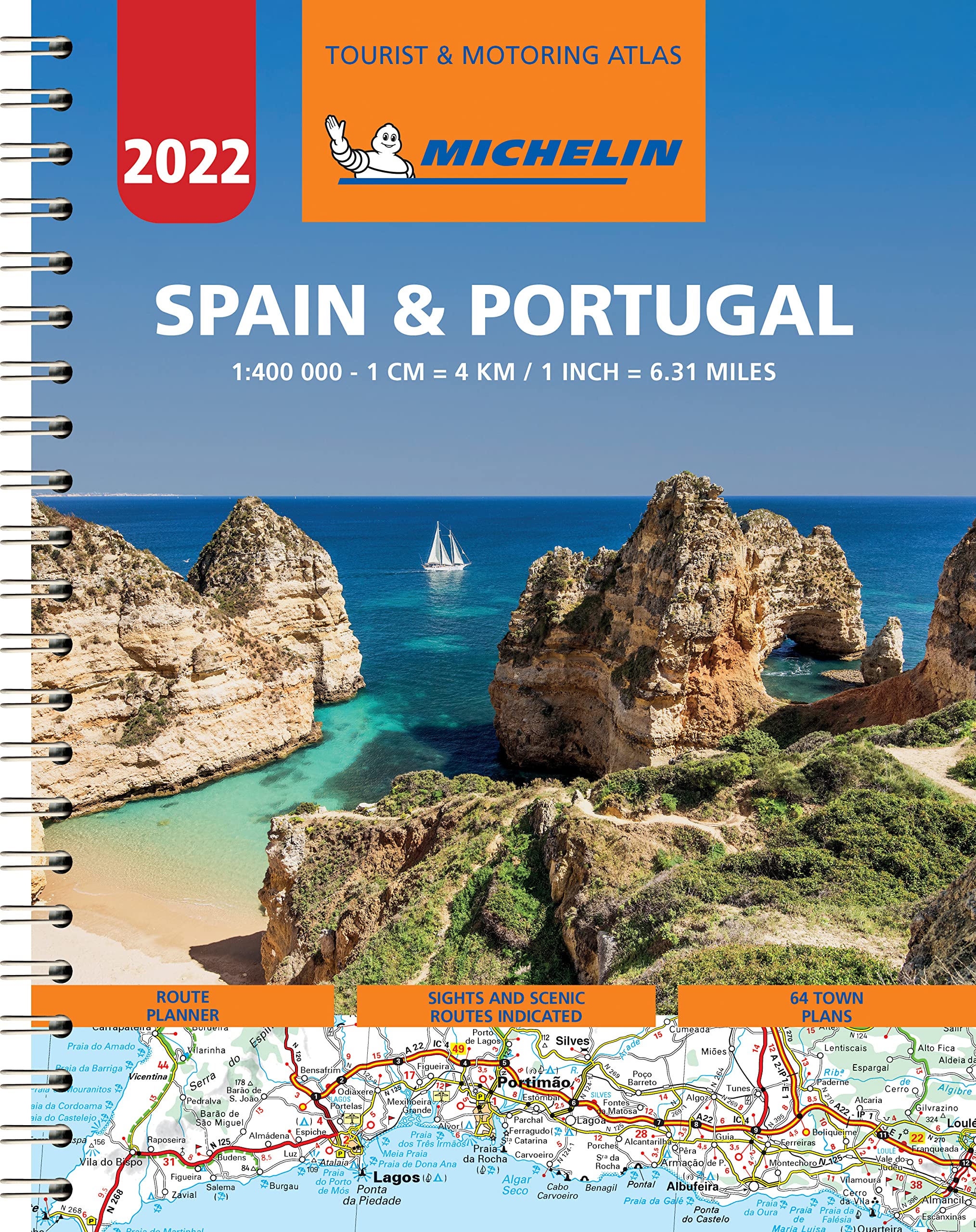 מפת ספרד ופורטוגל 1460 2022 אטלס ספירלי A4 מישלן 